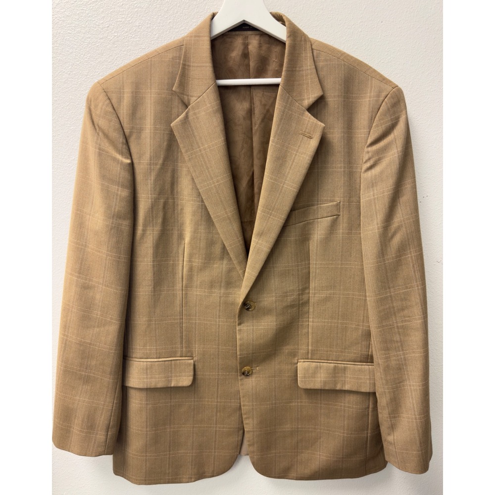 Tasso Elba Men's Plaid Wool Blend Sport‎ Coat Blazer, Brown Size 42-44